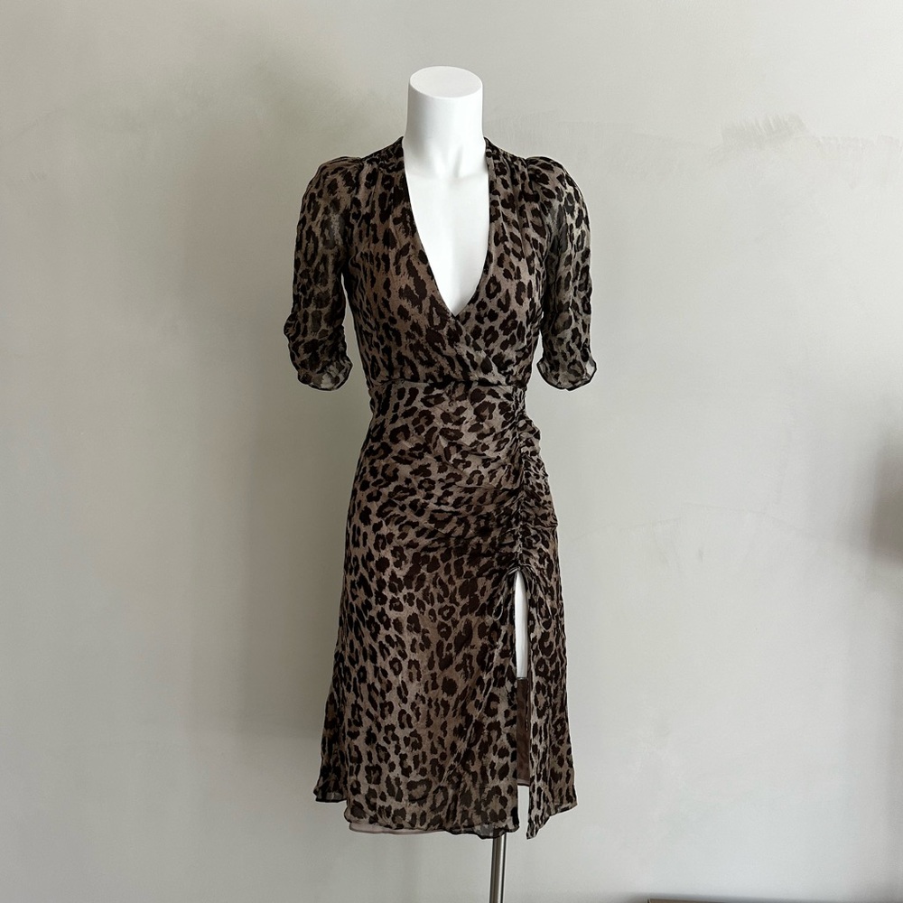 NICHOLAS leopard silk midi dress